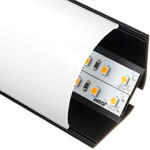 ANRO LED Profile ALP-016R Fekete - Alumínium sarokprofil LED szalaghoz, íves (Opál búrával) (LP204B/LP205B - LP204-MILKC)