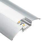 ANRO LED Profile ALP-021 Ezüst - Alumínium burkolatváltó profil LED szalaghoz (Opál búrával) (LP104 - LP-UNICOV1-MLK)