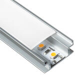 ANRO LED Profile ALP-009 Ezüst - Alumínium profil csempébe, burkolatba, lépésálló (Opál búrával) (LP401 - LP401-MILKC)