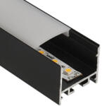 ANRO LED Profile ALP-037 Fekete - Alumínium U profil LED szalaghoz (Opál búrával) (LP112B - LP-UNICOV2-MLK)