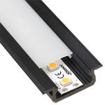 Lumines Type-Z Fekete - Süllyeszthető LED szalagos alu profil (Félig átlátszó búrával) (LUMINES-Z2-CZ + LUMINESB2-K2020-MR PVC (2,02m))