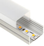 ANRO LED Profile ALP-023S Ezüst - Alumínium U profil LED szalaghoz (Opál búrával) (LP108/LP109/LP110 - LP109-MILKC)