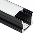 ANRO LED Profile ALP-003 Fekete - Alumínium U profil LED szalaghoz (Opál búrával) (LP102B - LP-UNICOV1-MLK)