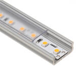 Lumines Type-D Ezüst - Alumínium U profil LED szalagos világításhoz 16x6 mm (Átlátszó búrával) (LUMINES-D2-S + LUMINESB2-K2020-T PVC (2,02 m))