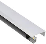 ANRO LED Profile ALP-062 Ezüst - Alumínium bútorlap élvédő profil LED szalaghoz (Fekete búrával) (LP702 - LP-UNICOV1-BLK)