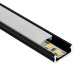 Lumines Type-D Fekete - Alumínium U profil LED szalagos világításhoz 16x6 mm (Opál búrával) (LUMINES-D2-CZ + LUMINESB-K2020-ML)