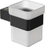 GENWEC Pompei fali üveg fogkefe tartó AISI304 r. m. acél kerettel, matt fekete (GCHP42)