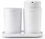 Brabantia ReNew 3db-os fürdőszobai pipere csomag - pumpás folyékonyszappan adagoló, fogkefetartó, pipere tálca, műanyag, fehér - 280382 (280382)