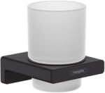 Hansgrohe AddStoris - Fogkefe- és fogkrémtartó, fagyott üveg/fekete matt 41749670 (41749670)