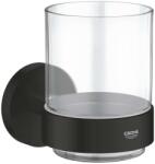 Grohe QuickFix Start - Fogkefe- és fogkrémtartó, üveg/matt fekete 411942430 (411942430)