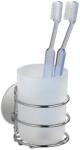 Wenko 18779100-TURBO-LOC kerek acél fogkefetartó 7, 5x9 cm fényes króm/fehér 18779100 (WE0584)