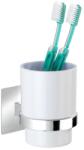 Wenko 23847800-Fogkefetartó pohár TURBO-LOC QUADRO ED. 7x9, 5 cm fényes króm/fehér 23847800 (WE0664)