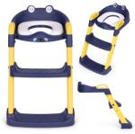 ECOTOYS Gyerek WC szűkítő lépcsős fellépővel, kék, 12 hó+, 20 kg teherbírás (PP8001 BLUE)