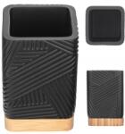 Kadax Fürdőszobai Bögre Fogkefe Tartó Fekete Rendszerező Bambusz Négyzet (K10206)