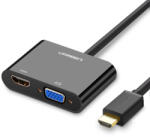 UGREEN Adaptor Ugreen mini HDMI (male) - VGA (female) / HDMI (female) + mini jack 3, 5mm (female) black (CM101)