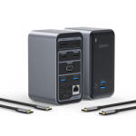 Choetech 15in1 HUB multifunctional USB Type C PD 100W - 4x USB 3.2 Gen1 (USB 3.0) / 4x USB Type C / 3x HDMI 4K / 1x VGA 1080p / 1x RJ45 1Gbps / 1x mini mufa 3, 5 mm DC / (H1UB- mini jack / M21)