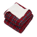 Heinner Patura printata cu blanita alba 200x220 cm Carouri Rosie (HR-BLK200CKR-RED) Patura