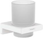 Hansgrohe AddStoris - Pahar pentru pastă și periuță de dinți, cu suport, sticlă mată/alb mat 41749700 (41749700)
