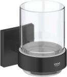 Grohe QuickFix Start Cube - Suport pentru periuță și pastă de dinți, sticlă/negru mat 410972430 (410972430)