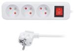 Solight hosszabbító 3m, 3 aljzat, kapcsoló, 16A/3680W, PVC, fehér (PP12X)
