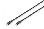 ASSMANN Cablu de alimentare din silicon USB-C la Lightning, USB 2.0 60W, MFI, 2 m, negru (AK-600110-020-S)