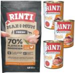RINTI MAX-I-MUM Chicken cu pui, pentru caini 12 kg + Kennerfleisch Chicken hrana umeda 3x400 g