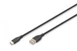 ASSMANN Cablu de alimentare din silicon USB-A la USB-C, USB 2.0 60W, 1m negru (AK-300340-010-S)