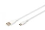 ASSMANN Cablu de alimentare din silicon USB-A la USB-C, USB 2.0 60W, 0, 5m alb (AK-300340-005-W)