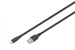 ASSMANN Cablu de alimentare din silicon USB-A - Lightning, USB 2.0 12W, MFI, 0, 5m negru (AK-600108-005-S)