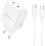 BOROFONE Wall charger BN31 Cargador GaN - 2xType C - QC 3.0 PD 45W with Type C to Type C cable white