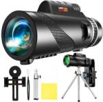 Linomag Linomag® Professzionális 50 X 60 Nagyfelbontású HD Monokulár Távcső Okostelefon-Tartóval, BaK-4 kettős fókuszú prizma, Vízálló, Antireflexiós bevonat, Fekete (5e2)