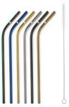 G21 BeEco Party fém szívószálak 6 db színes, hajlított + tisztító kefe (GMB2002PA6)