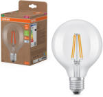 OSRAM E27 LED nagygömb, 3, 8W, 806 lm, 4000 K, hidegfehér, áttetsző üveg-60 W izzó helyett - Superstar+ Classic Globe95 filament (4099854246333)