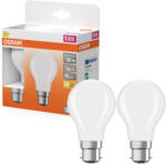OSRAM B22d LED 5, 9W, 806 lm, 2700 K, melegfehér, opál üveg-60 W izzó helyett, 2 darabos - Star Classic A (4099854468834)