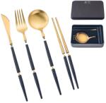 GlowforHome Portugál összecsukható evőeszközkészlet 5 az 1-ben, GlowforHome, kanál, kés, villa, evőpálcika, kompakt doboz utazáshoz, túrázáshoz, kempingezéshez, könnyen hordozható, tisztítható, ideális utazáshoz,