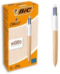 BIC 12 darabos 4 színű, kihúzható tollkészlet, 4 Couleurs Wood Style - BIC