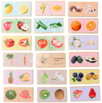 Eichhorn Puzzle din lemn Fructe și legume Montessori Eichhorn 34 piese cu 17 motive de la 24 de luni (EH6000)