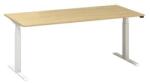 Alfa Office Alfa Up állítható magasságú irodai asztal fehér lábazattal, 180 x 80 x 61, 5-127, 5 cm, bükk Bavaria mintázat