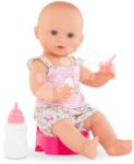 Corolle Păpușa Emma bea și face pipi Mon Grand Poupon Corolle cu ochi albaștri clipitori și 3 accesorii 36 cm de la 24 de luni (CO130400) Papusa
