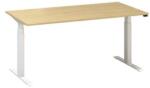 Alfa Office Alfa Up állítható magasságú irodai asztal fehér lábazattal, 160 x 80 x 61, 5-127, 5 cm, bükk Bavaria mintázat