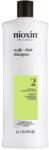 Nioxin Professzionális erősítő sampon töredezés ellen Nioxin System 2 Scalp + Hair az előrehaladott ritkulás által érintett természetes hajra, 1 l