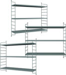 PremiumXL Fali Polc Strängnäs Állítható Polcokkal 3-es Szett Szürkéskék