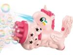 Pepita 16 Hole Bubble Blower cu lumină LED + lichid cadou - Unicorn - roz (P81448A) Tub balon de sapun