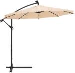 SPRINGOS Umbrela de gradina cu brat lateral banana, iluminare LED, cu husa, 300cm, crem (GU0047)