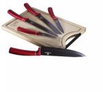 Berlinger Haus BH/2552NO bambusz vágódeszkával, Metallic Line Burgundy Edition 6 részes késkészlet (BH/2552NO)