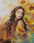 MagicArt Set pictură după numere MagicArt - Fată cu floarea-soarelui (după originalul Miglenei Kirilova) (GX35556)