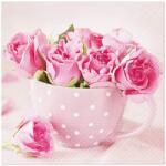 Elcadis Servetele in 3 Straturi, Roses in A Cup, 33 x 33 cm, 20 Bucati, Elcadis (ELC-SRV 33X33 FLO-RC)