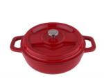 Zilan Oala din Fier Turnat, Prin Presiune, Inaltime 7 cm, Capacitate 2.1 l, Diametru 24 cm, Rosie (ZLN-ZLN0958)
