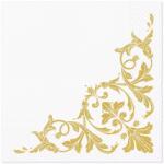 Elcadis Servetele in 3 Straturi, Frame Motif Gold, 33 x 33 cm, 20 Bucati, Elcadis (ELC-SRV 33X33 FRM-GOL)