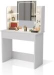  Modern fehér sminkasztal LED tükörrel és polcokkal Zoey (301632)
